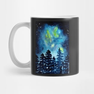 Starry Night sky in a pine forest Mug